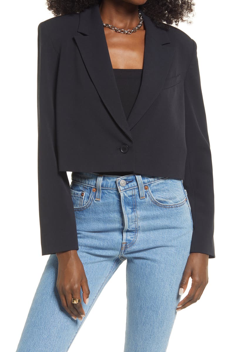 Open Edit Crop Blazer, Main, color,