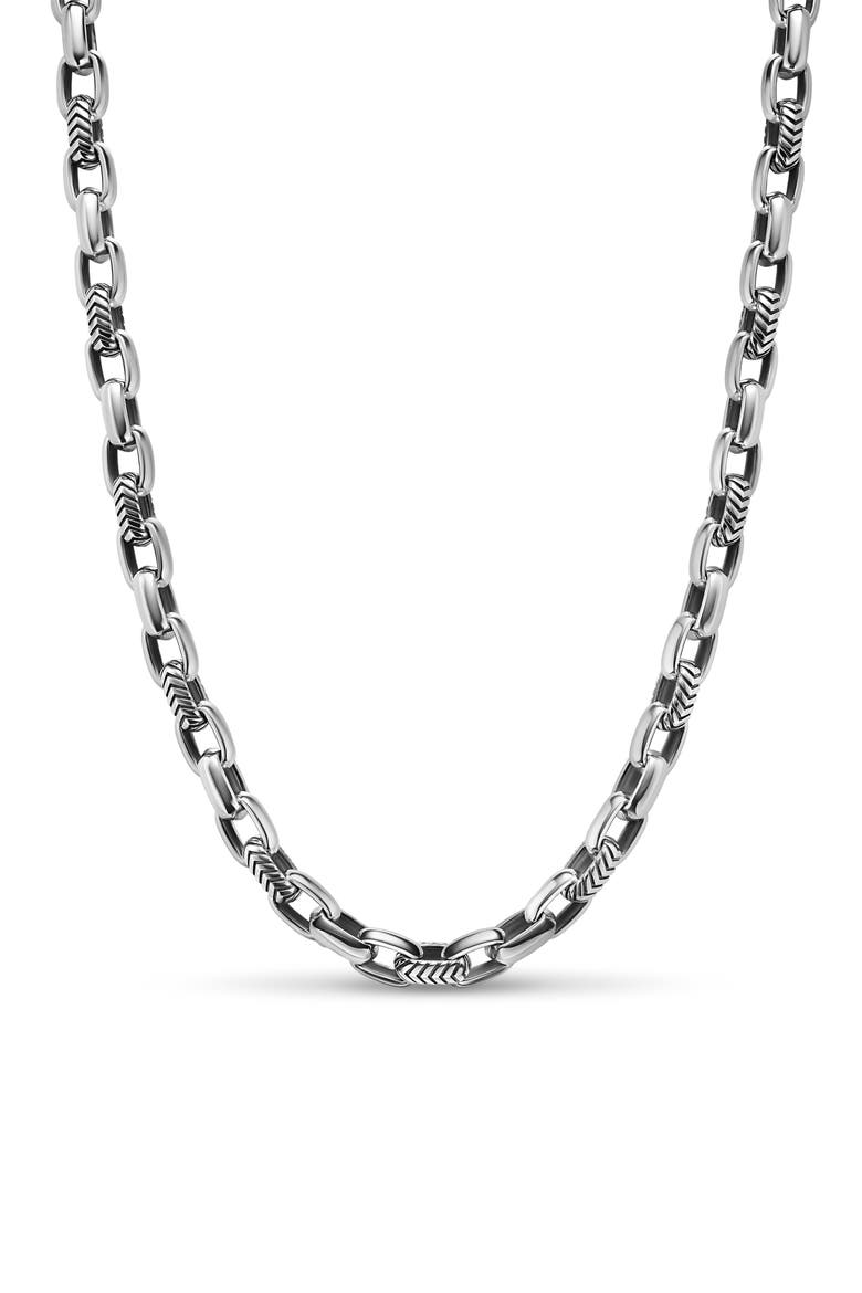 Men's Oval Chevron Link Necklace, Main, color, SILVER