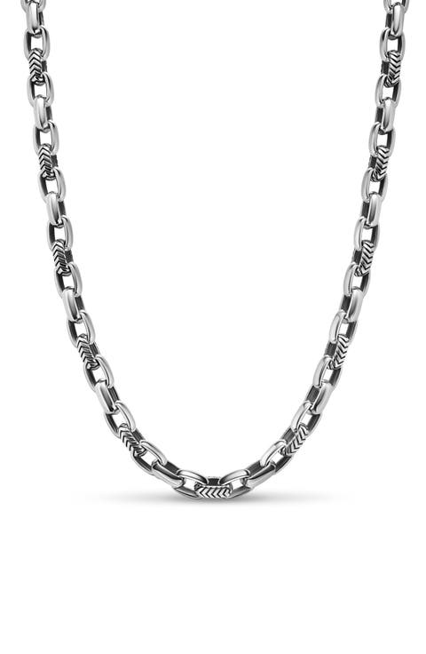 Men's Oval Chevron Link Necklace