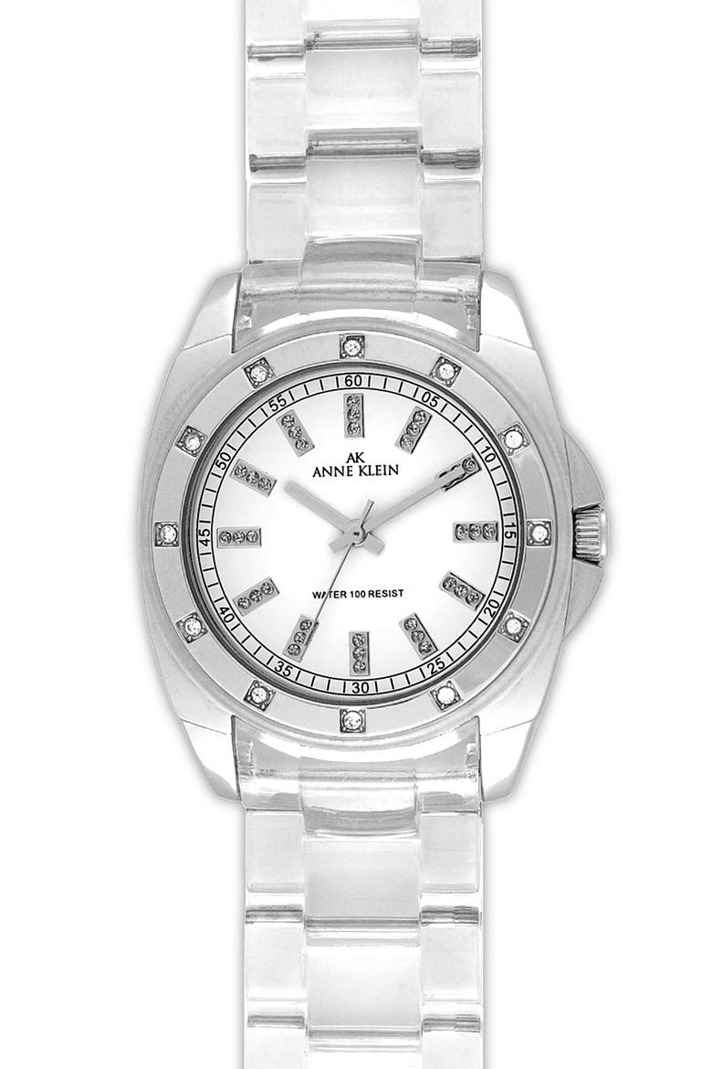 Crystal Index Resin Watch, Main, color, SILVER/ CLEAR