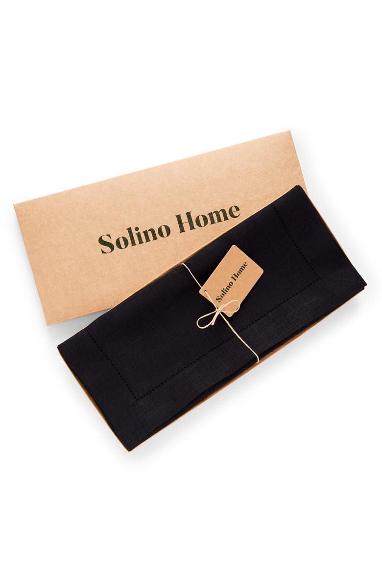 Solino Home Linen Table Runner - Medium Weight Hemstitch, Alternate, color, Black