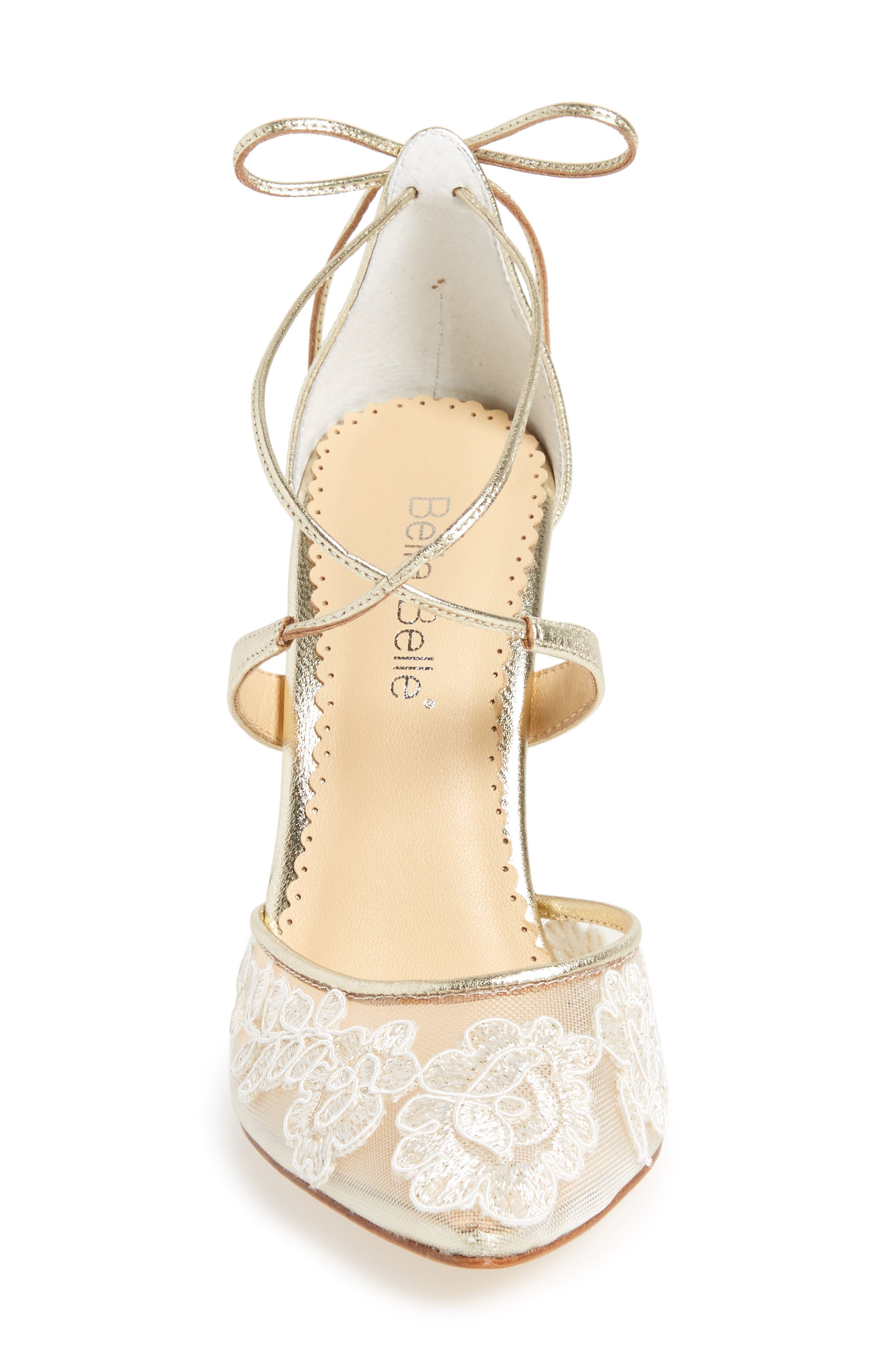Anita Illusion Lace Cross Strap Pump, Alternate, color, GOLD FABRIC
