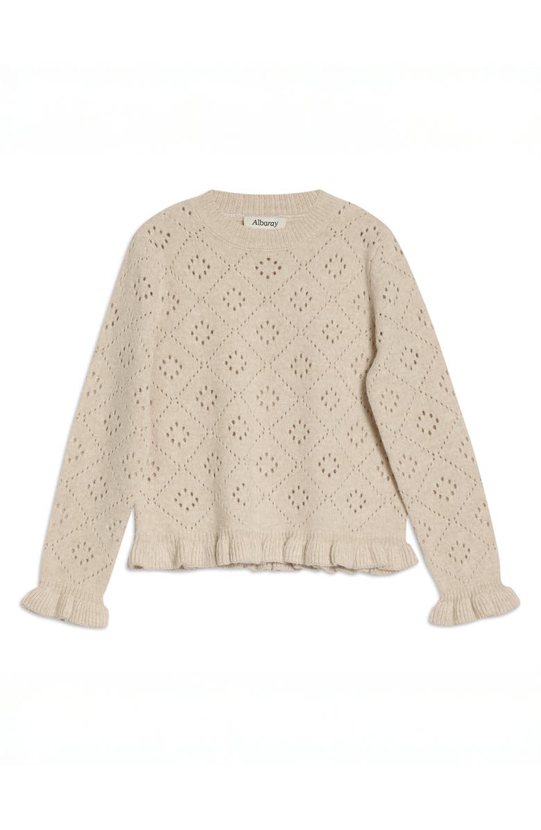 Albaray Pointelle Ruffle Sweater, Alternate, color, Cream