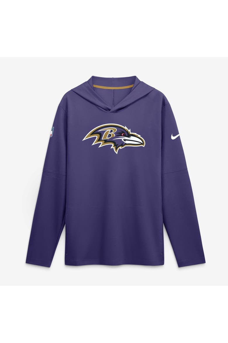 Men's Nike Purple Baltimore Ravens Sideline Alternate Lightweight Long Sleeve Hooded Dri-FIT T-Shirt, Main, color, Purple