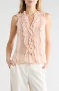 JASON WU Ruffle Front Sleeveless Button-Up Top
