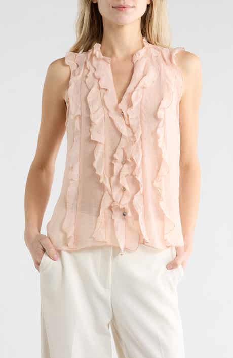 JASON WU Ruffle Front Sleeveless Button-Up Top