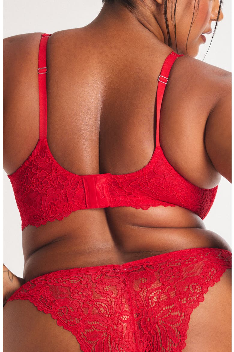 Romantic Corded Lace Unlined Underwire Bra, Alternate, color, TIMELESS RED