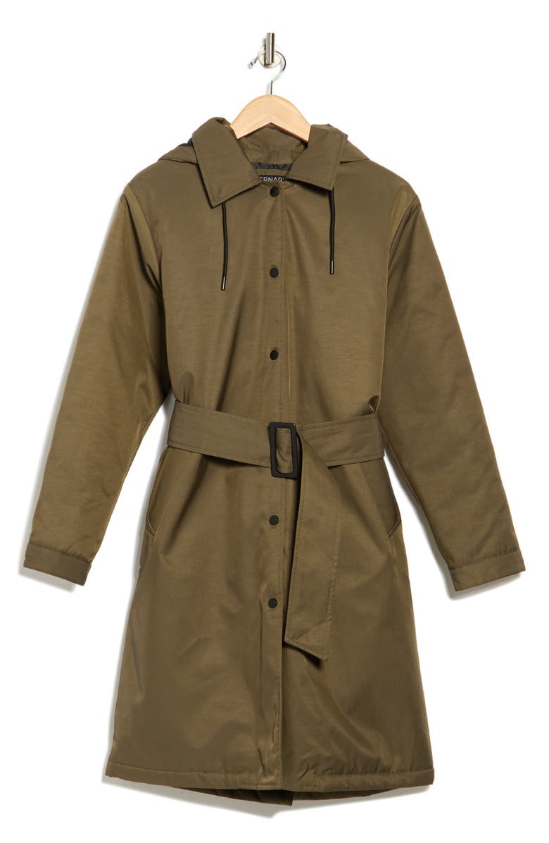 Bernardo Hooded Raincoat, Alternate, color, Olive