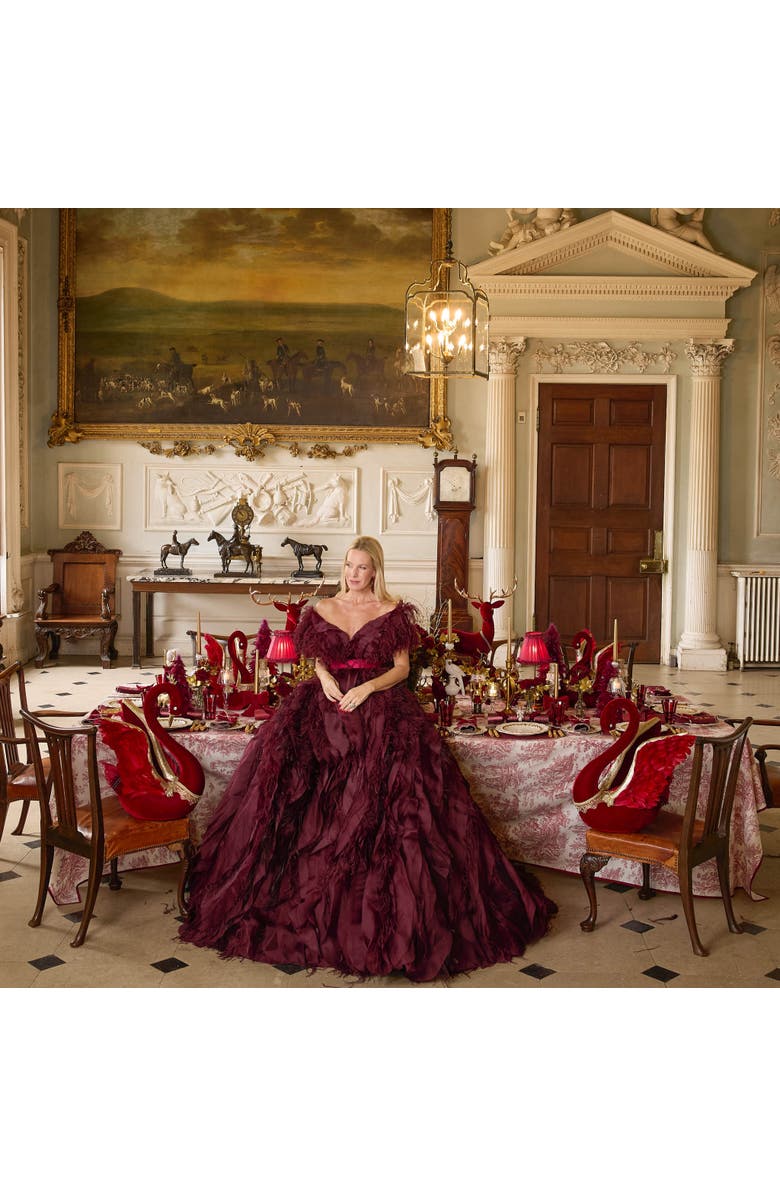 Mrs. Alice Burgundy Frilled Silk Lampshade, Alternate, color, Red