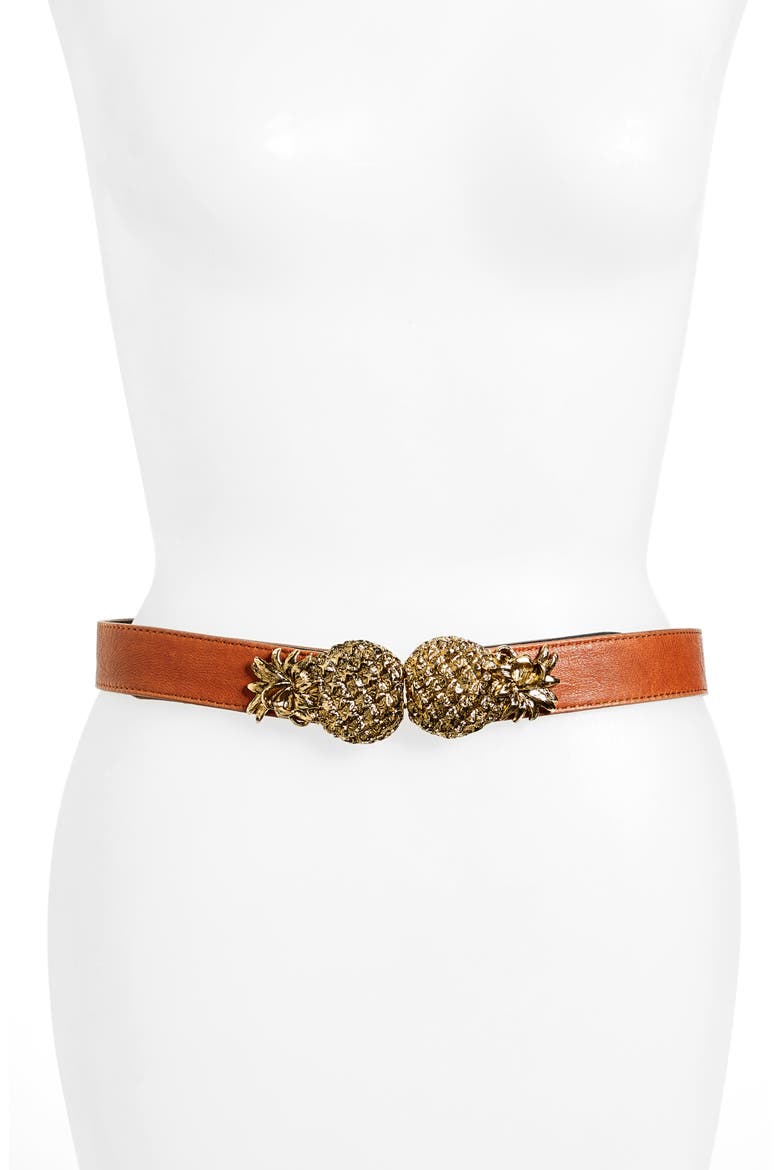 Pina Leather Belt, Main, color, BROWN