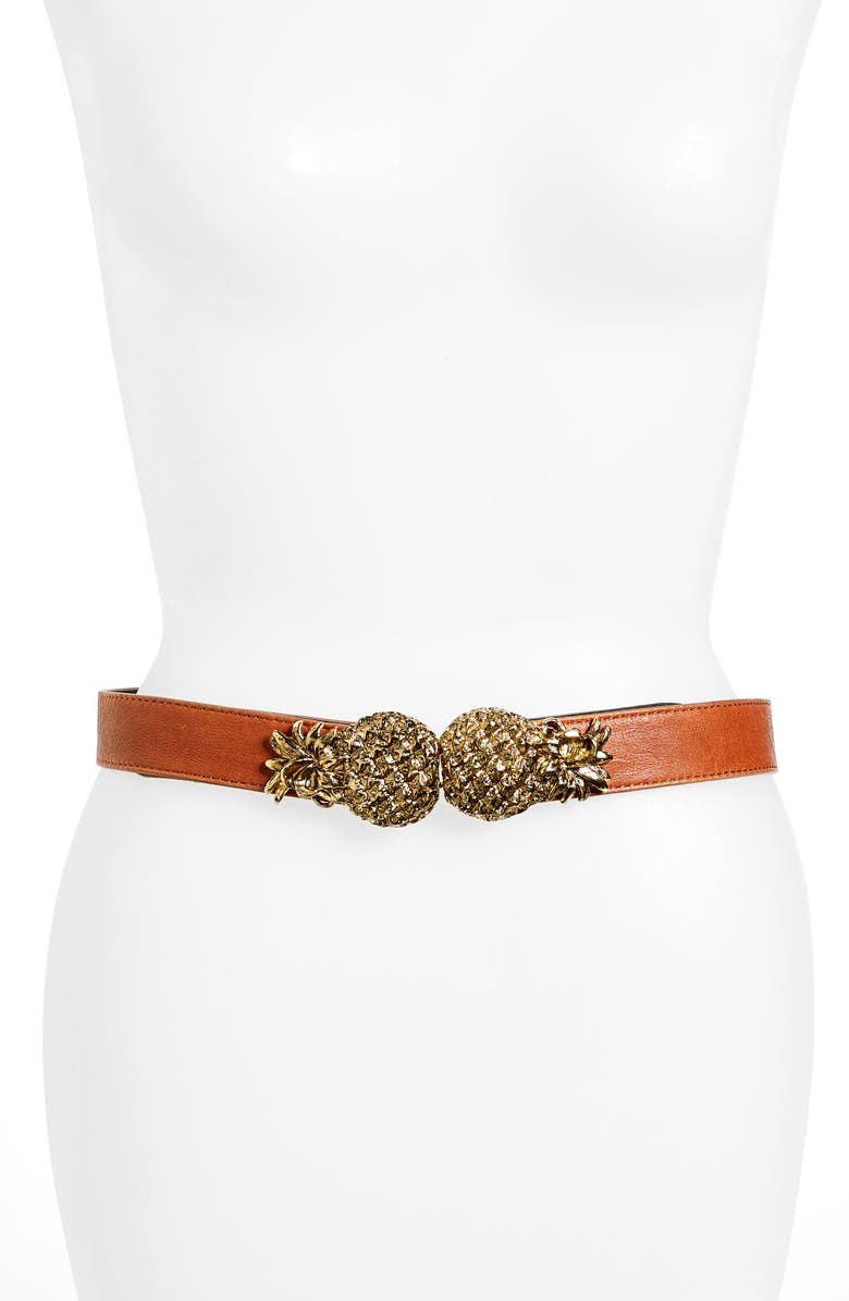 Raina Pina Leather Belt, Main, color, Brown