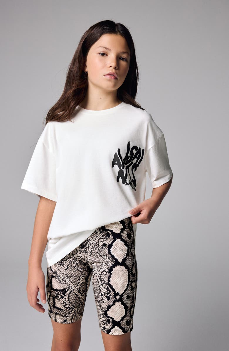 smALLSAINTS by ALLSAINTS Kids' Orlando Graphic T-Shirt & Snake Print Bike Shorts Set, Alternate, color, White