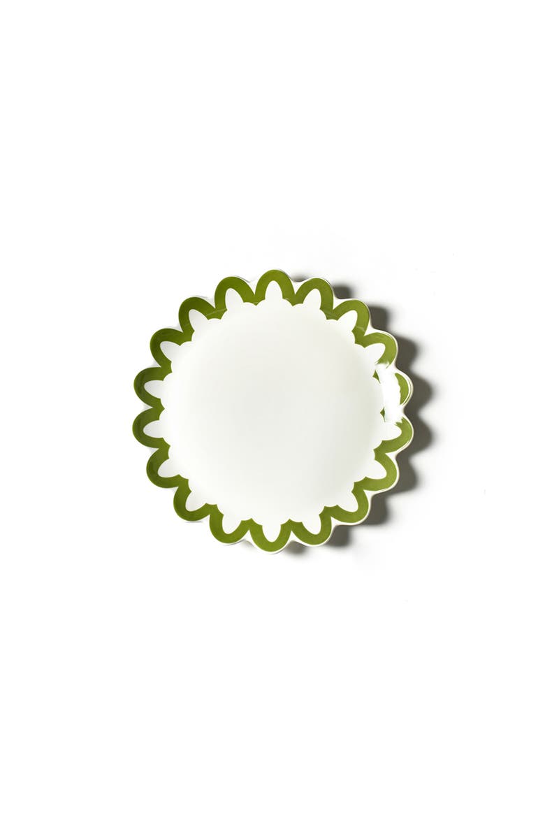 Olive Arabesque Trim Scallop Platter, Main, color, Green