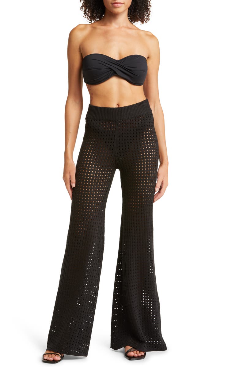 Elan Pointelle Mesh Wide Leg Cover-Up Pants, Main, color, 
