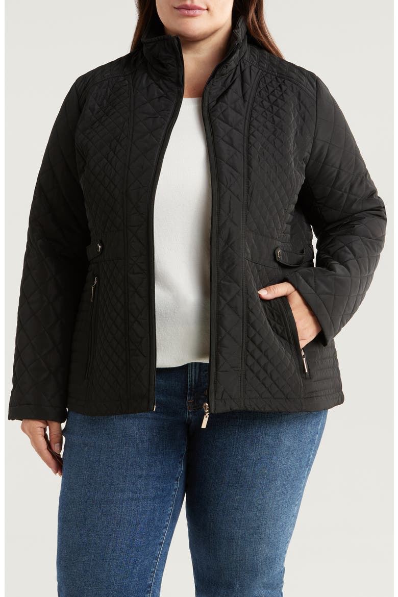 Water Resistant Quilted Jacket, Alternate, color, BLACK