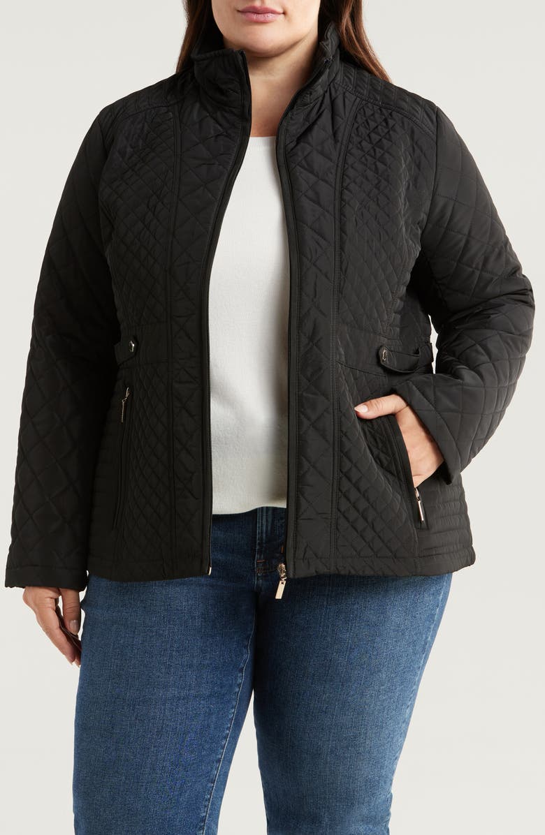 Gallery Water Resistant Quilted Jacket, Alternate, color, Black