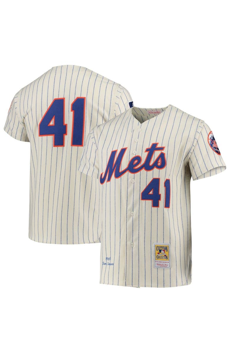 Mitchell & Ness Tom Seaver New York Mets Mitchell & Ness Cooperstown Collection Authentic Jersey - Cream, Main, color,