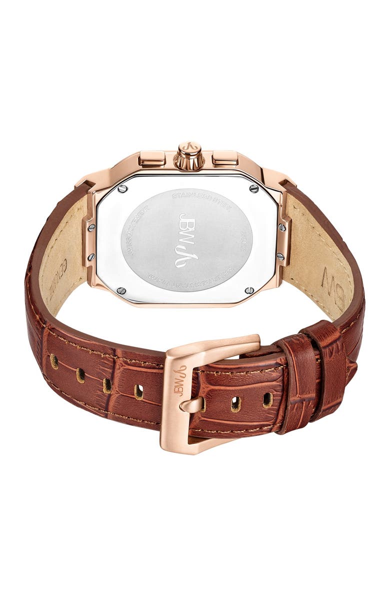 JBW Men's Orion Diamond Croc Embossed Leather Watch, 43mm - 0.12 ctw, Alternate, color, 