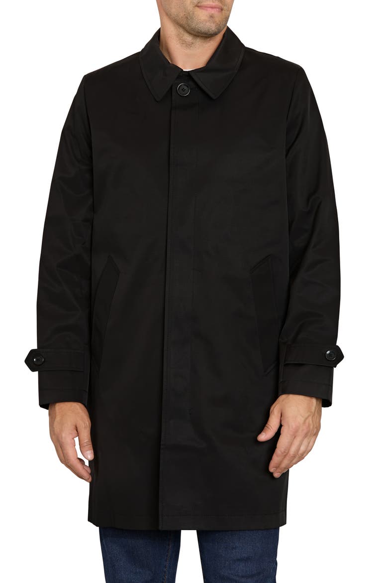 One-Button Water Resistant Duster Jacket, Main, color, BLACK