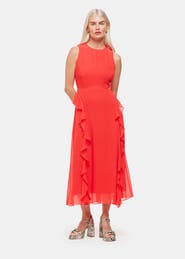 Whistles Nellie Frill Detail Midi Dress