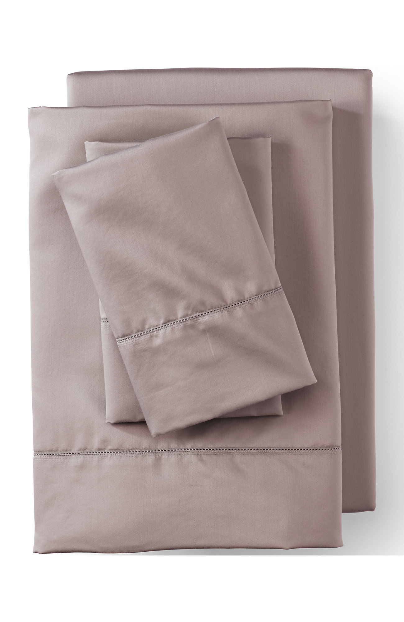 Lands' End 700 Thread Count Luxe Sateen Egyptian Cotton No Iron Bed Sheet Set - Moon Flower, King