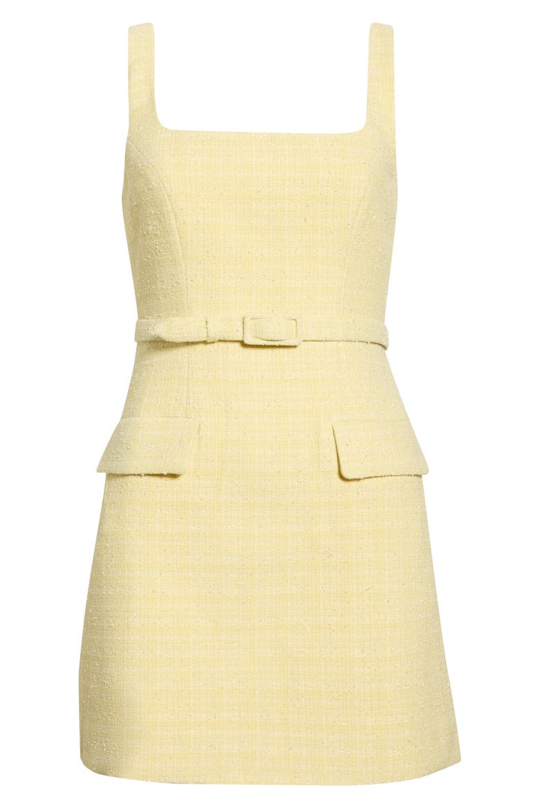 Adelyn Belted Tweed Minidress, Alternate, color, YELLOW