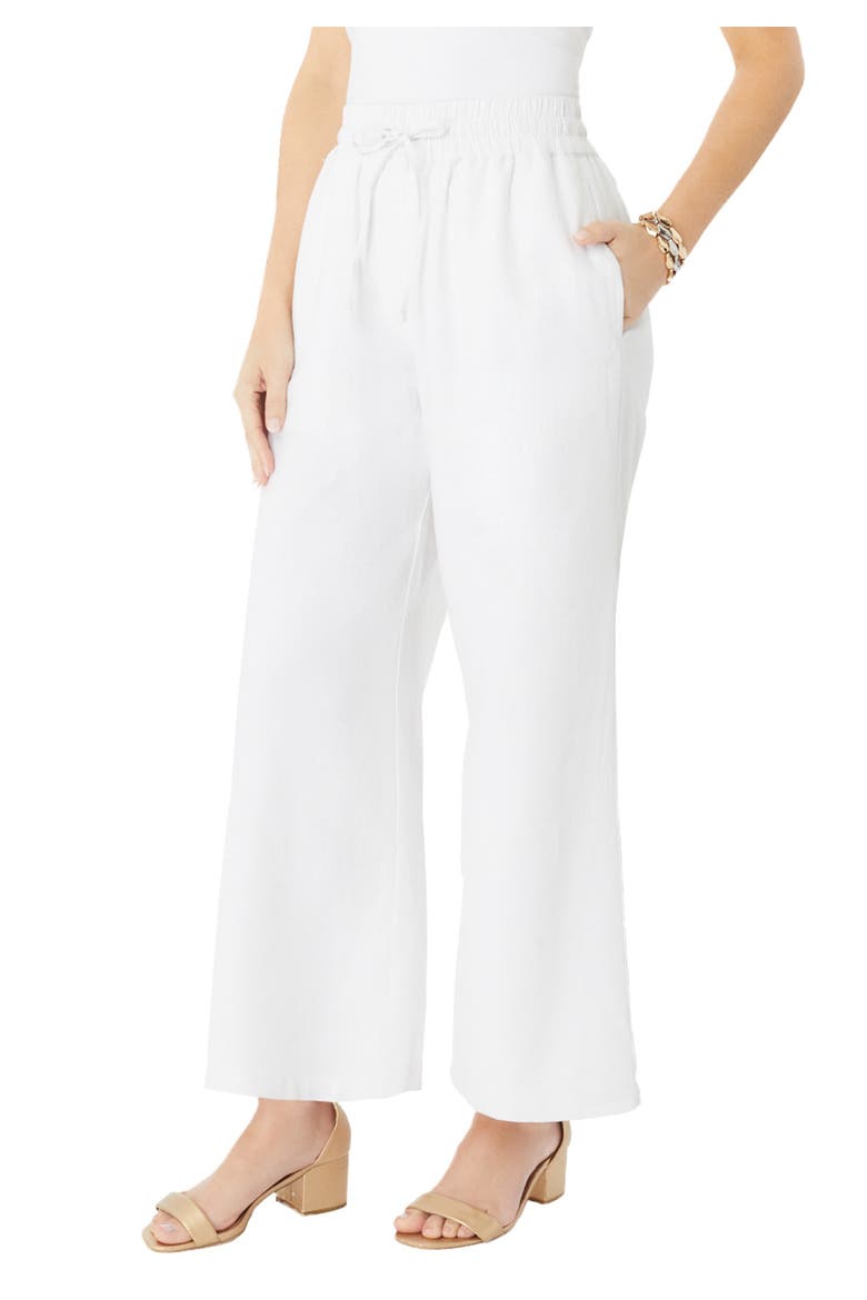 Plus Size Linen Wide Leg Pant (plus), Main, color, WHITE