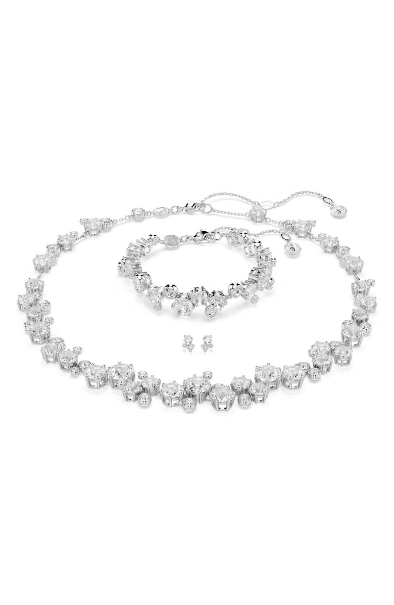 Swarovski Constella Crystal Necklace, Bracelet & Stud Earrings Set, Main, color, Rhodium/ Crystal