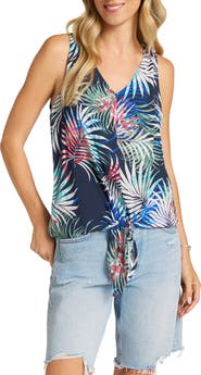 matty m. Tie Front V-Neck Top