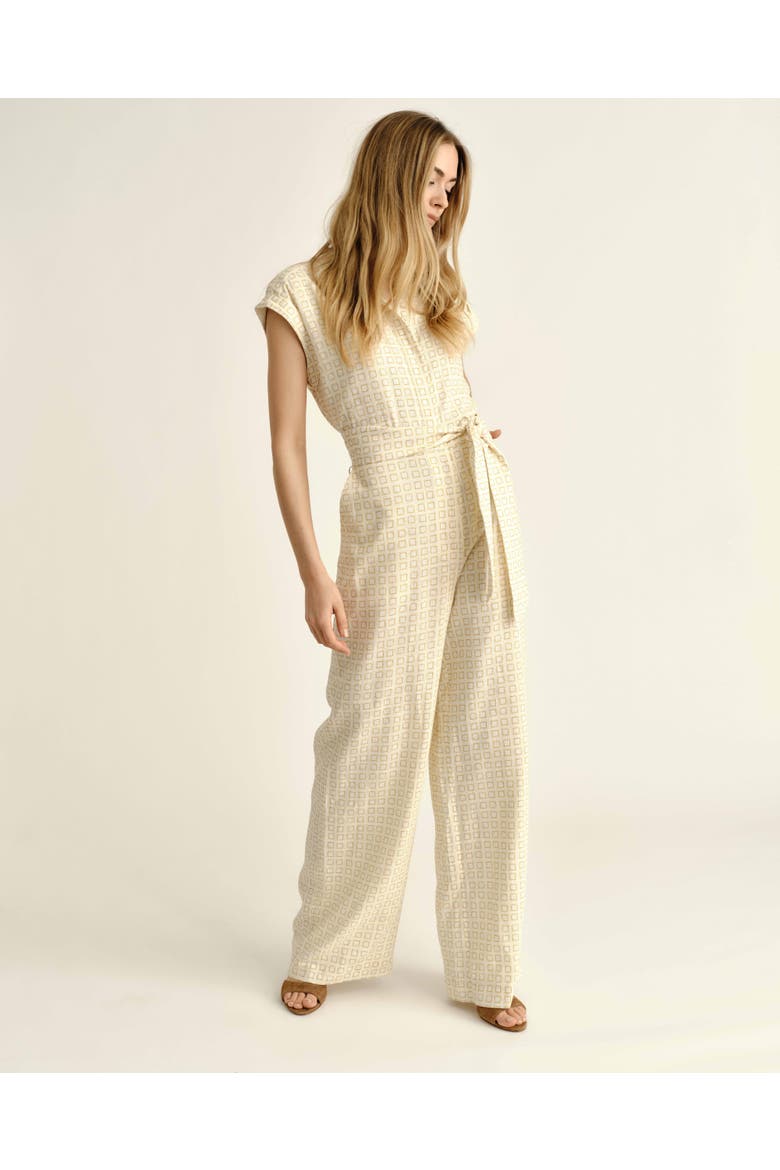 Marin Linen Jumpsuit, Alternate, color, Seaglass Print-Ivory