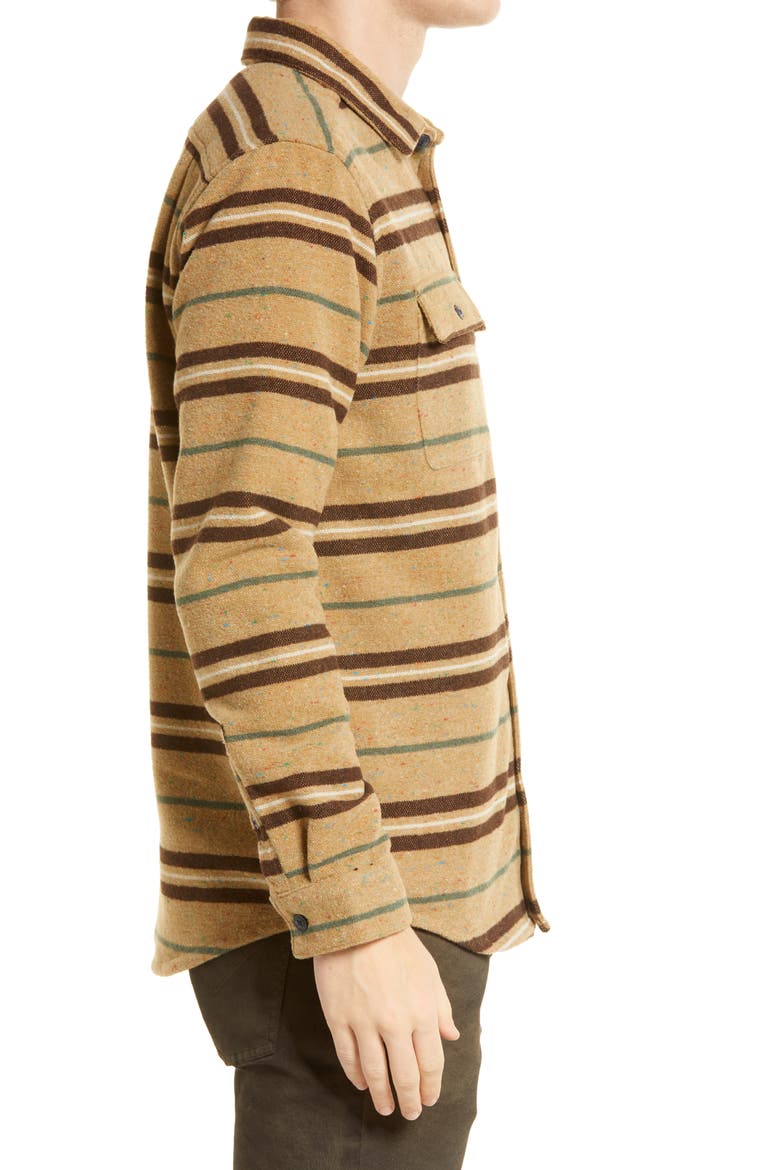 Blanket Stripe Flannel Button-Up Shirt, Alternate, color, DARK KHAKI