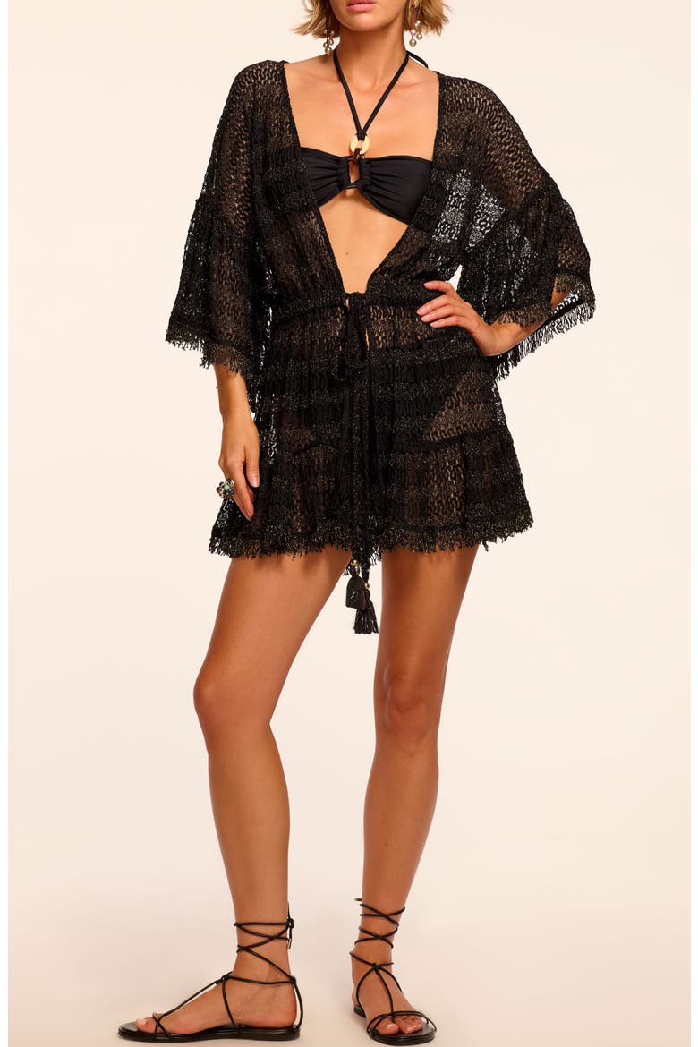 Jewel Metallic Semisheer Cover-Up Dress, Main, color, BLACK METALLIC ZIGZAG
