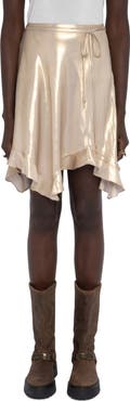 Zadig & Voltaire Jetos Asymmetric Metallic Satin Skirt
