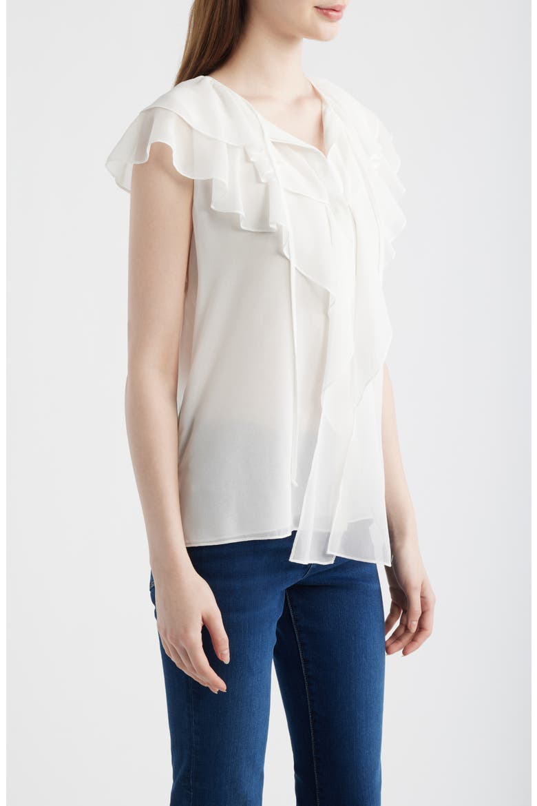 Maren Ruffle Cap Sleeve Top, Alternate, color, WHITE