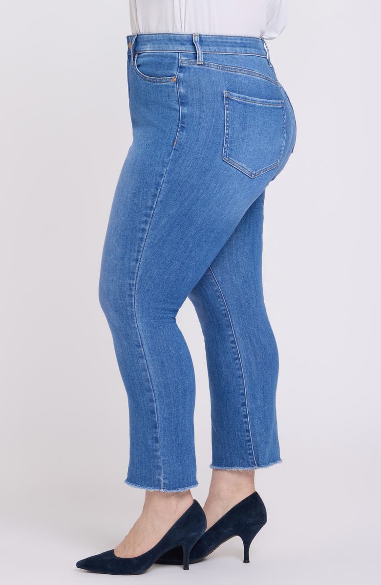 NYDJ Billie Frayed High Waist Ankle Mini Bootcut Jeans, Alternate, color, Blue Paradise