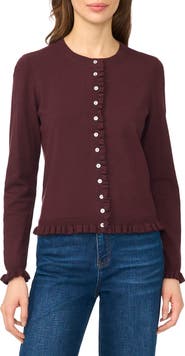 CeCe Ruffle Trim Cardigan
