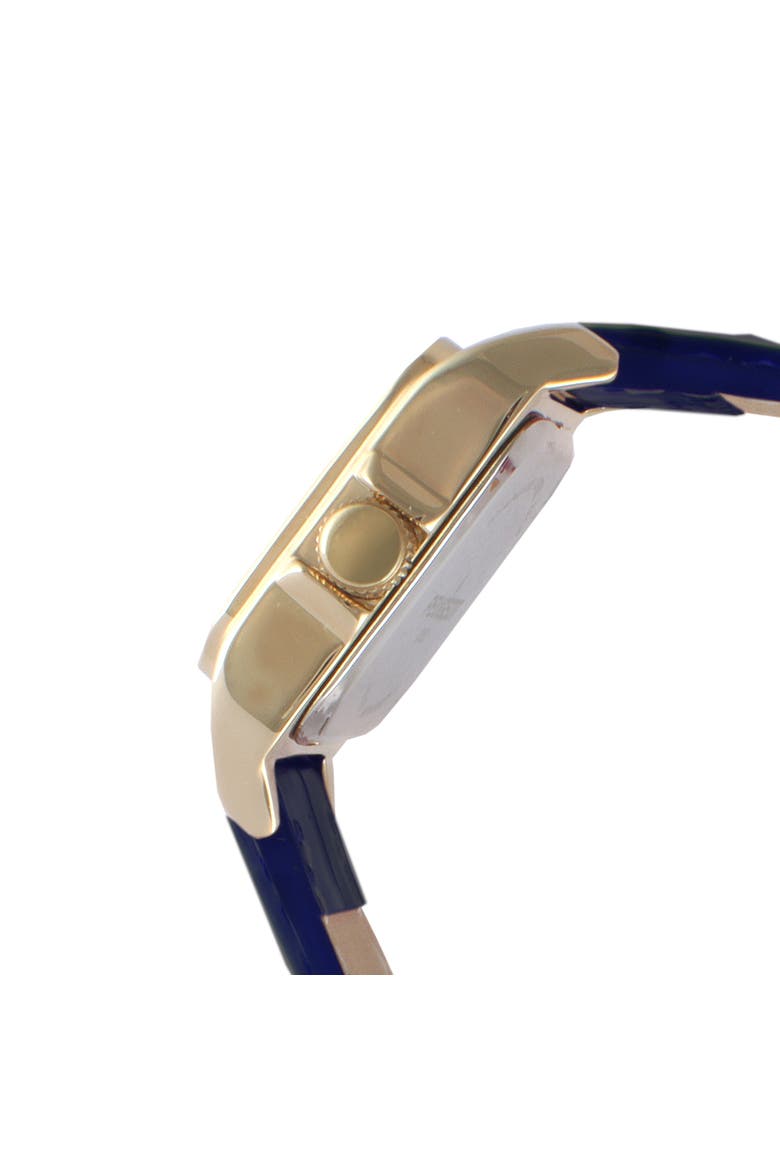 Status Square Crystal Bezel Leather Watch - 34x24MM, Alternate, color, Blue