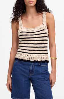 Madewell Stripe Crochet Sweater Tank