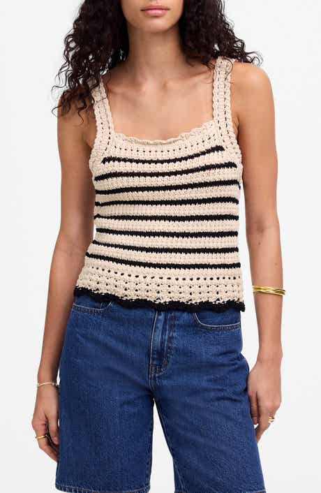 Madewell Stripe Crochet Sweater Tank