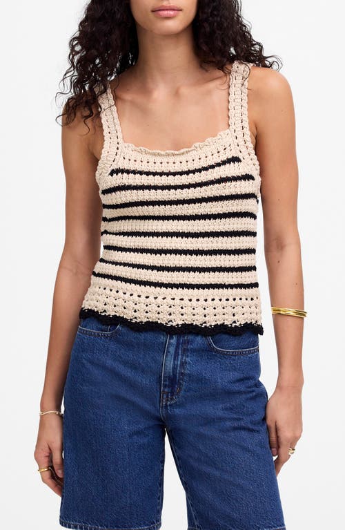 Madewell Stripe Crochet Sweater Tank In Neutral