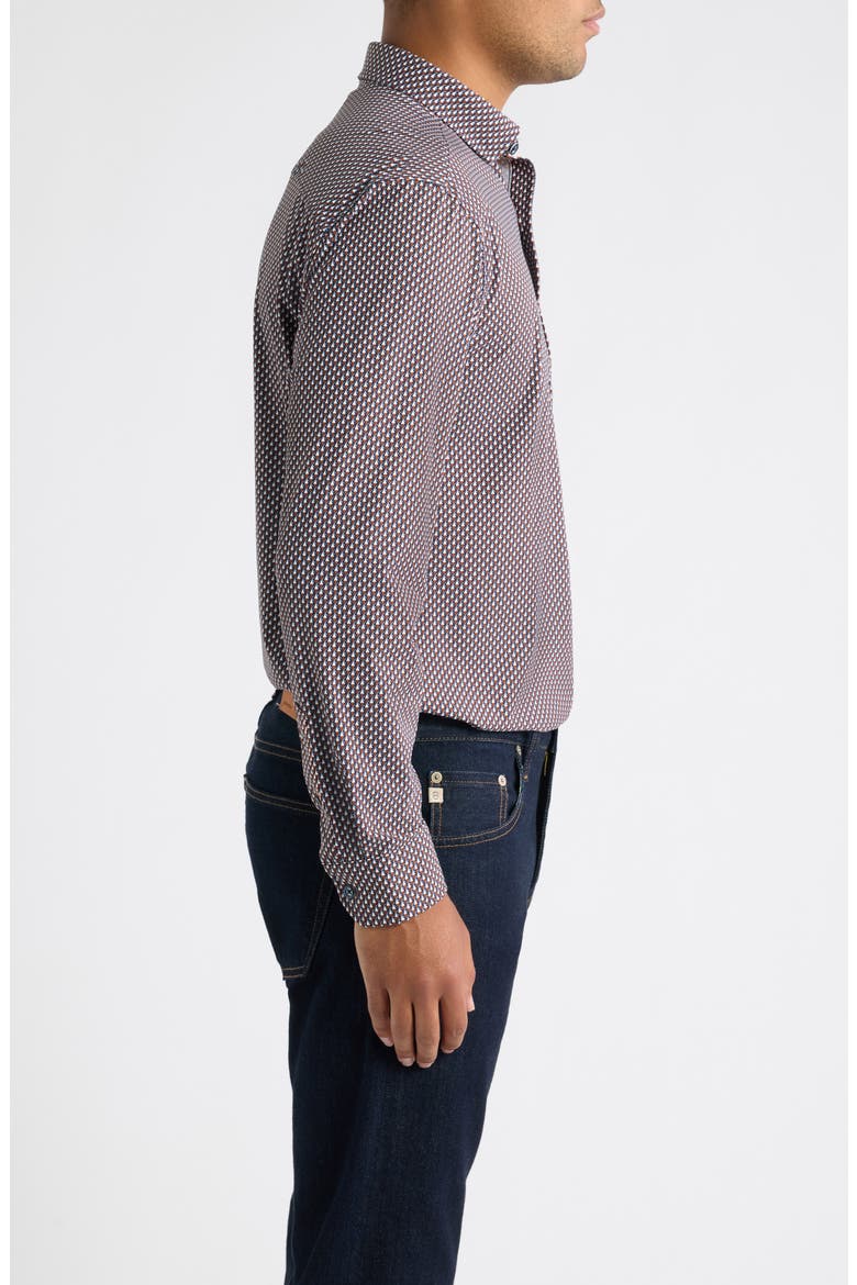 XC+™ Motion Microprint Knit Button-Up Shirt, Alternate, color, RUST/ NAVY STACKED TRIANGLE