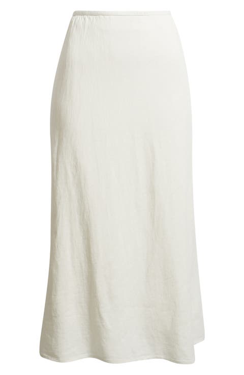 Linen Blend Midi Skirt