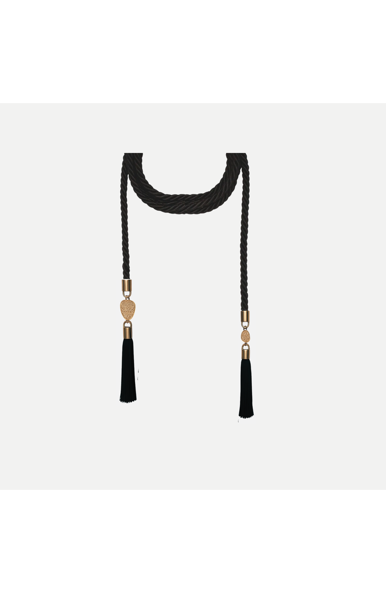 Daniela Millan Jewelry Silk Cord Tassel Belt with Charms, Alternate, color, Black