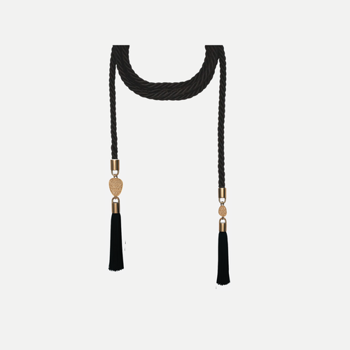 Daniela Millan Jewelry Silk Cord Tassel Belt With Charms In Black