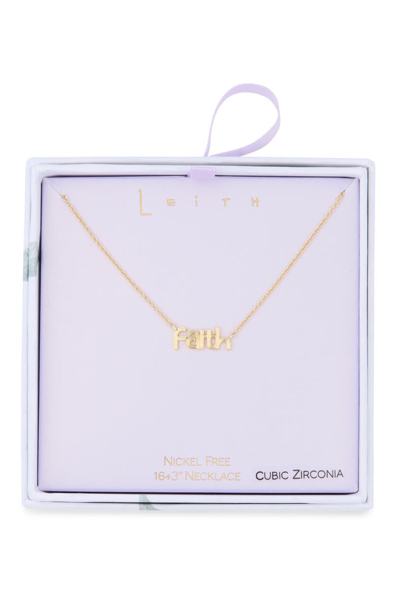 Faith Pendant Necklace, Main, color, GOLD