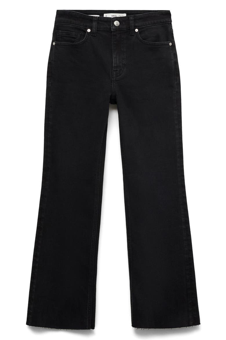 Raw Hem Crop Flare Jeans, Alternate, color, BLACK DENIM