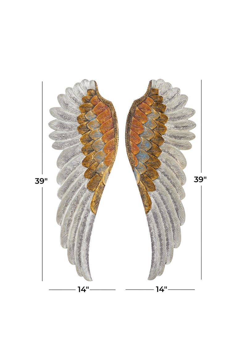 Goldtone Wood Carved Angel Wings Wall Decor - Set of 2, Alternate, color, GOLD