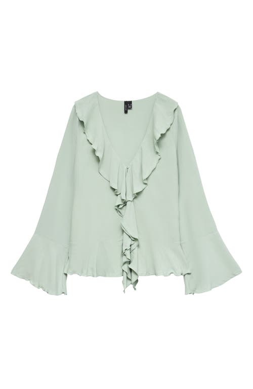 Vero Moda Merry Ruffle Frill Top In Green