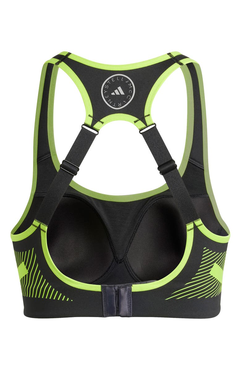 adidas by Stella McCartney TruePace High Impact Sports Bra, Alternate, color, Black/Yellow