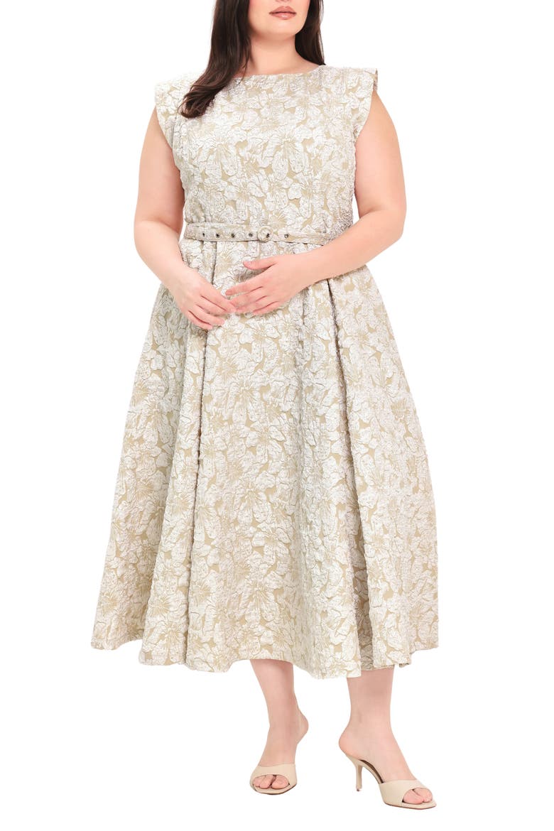 Jacquard Midi Dress, Alternate, color, IVORY